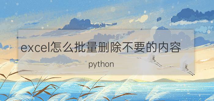 excel怎么批量删除不要的内容 python  excel怎么批量删除内容？